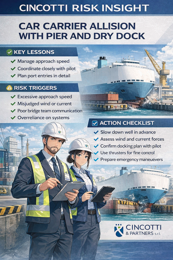 Britannia P&I – Allision with Pier and Dry Dock: A Technical Risk Analysis for Car Carriers